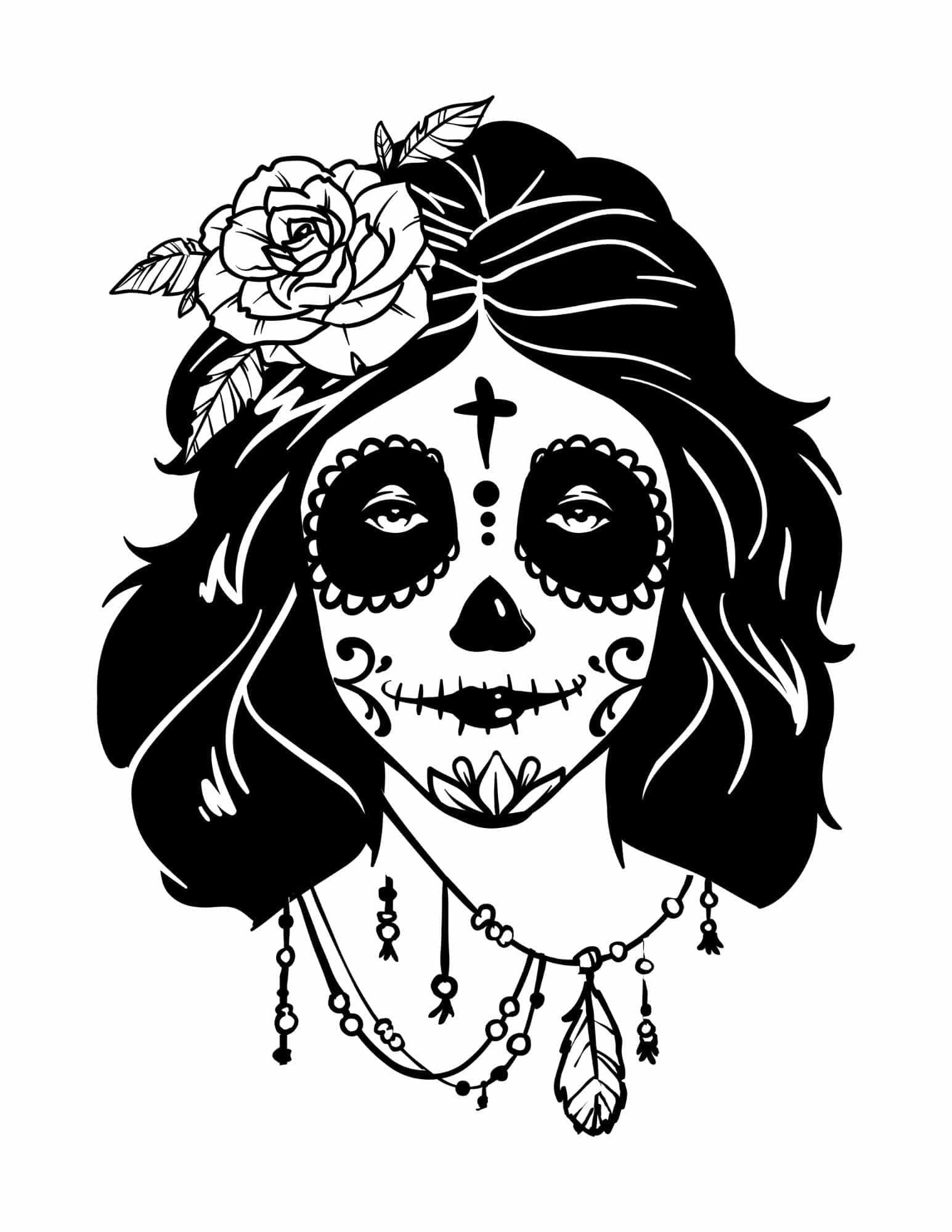 dia de los muertos girl coloring pages printable