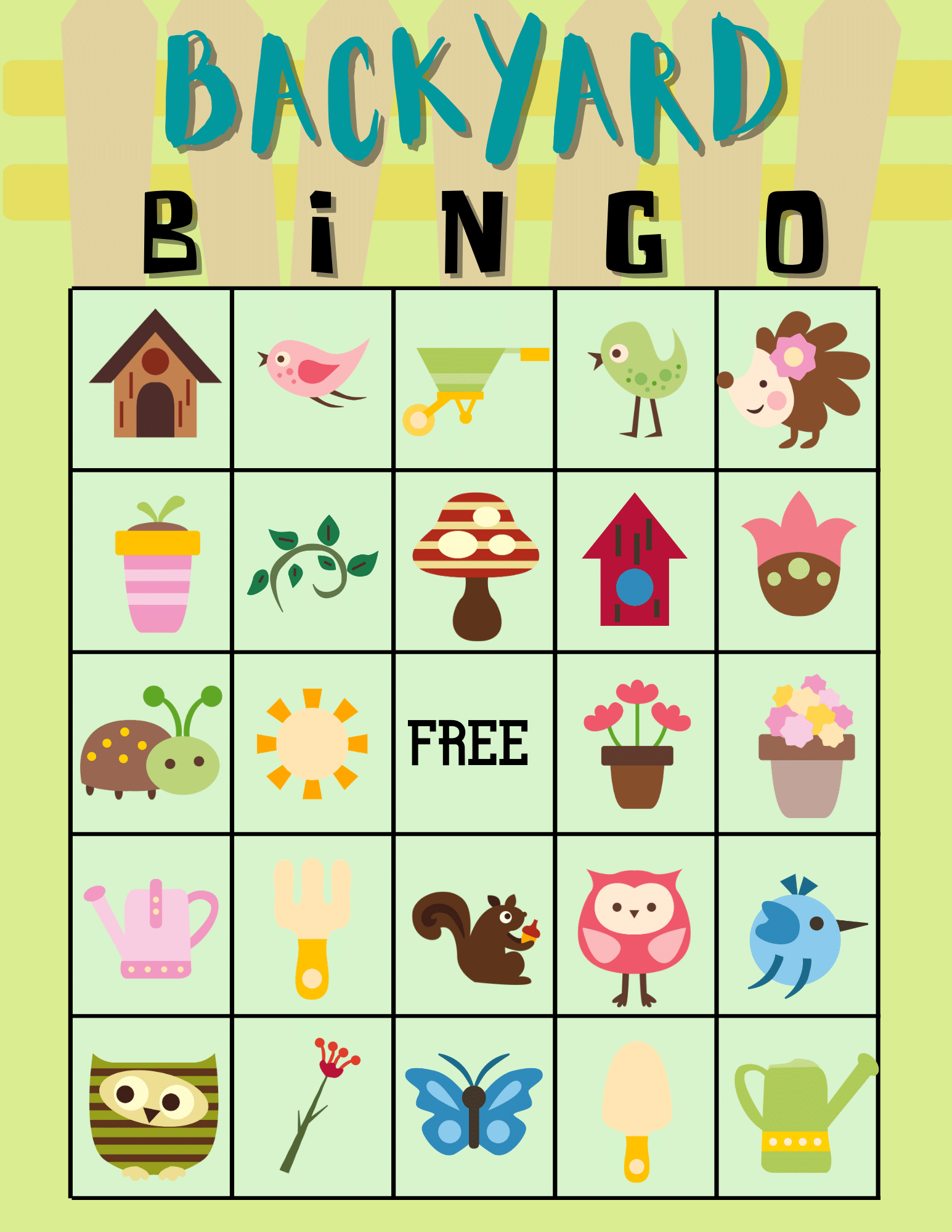 themed bingo cards