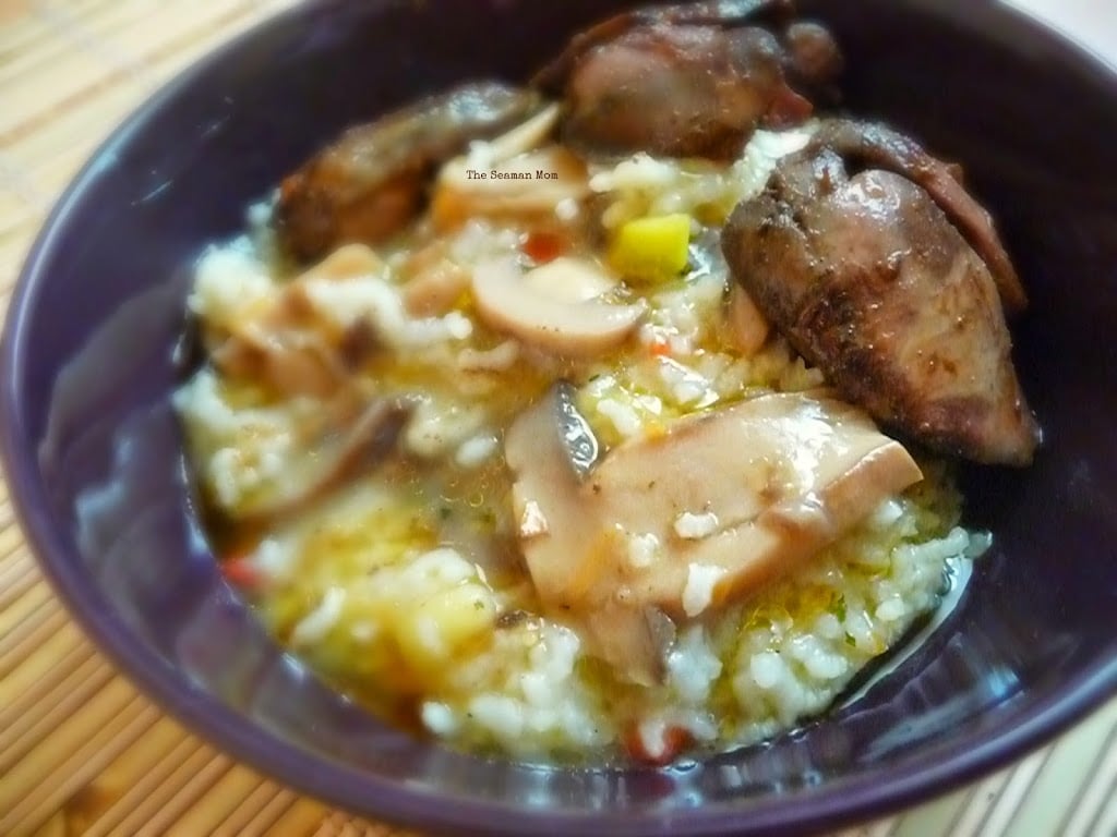 Rice with mushrooms and chicken liver recipe image