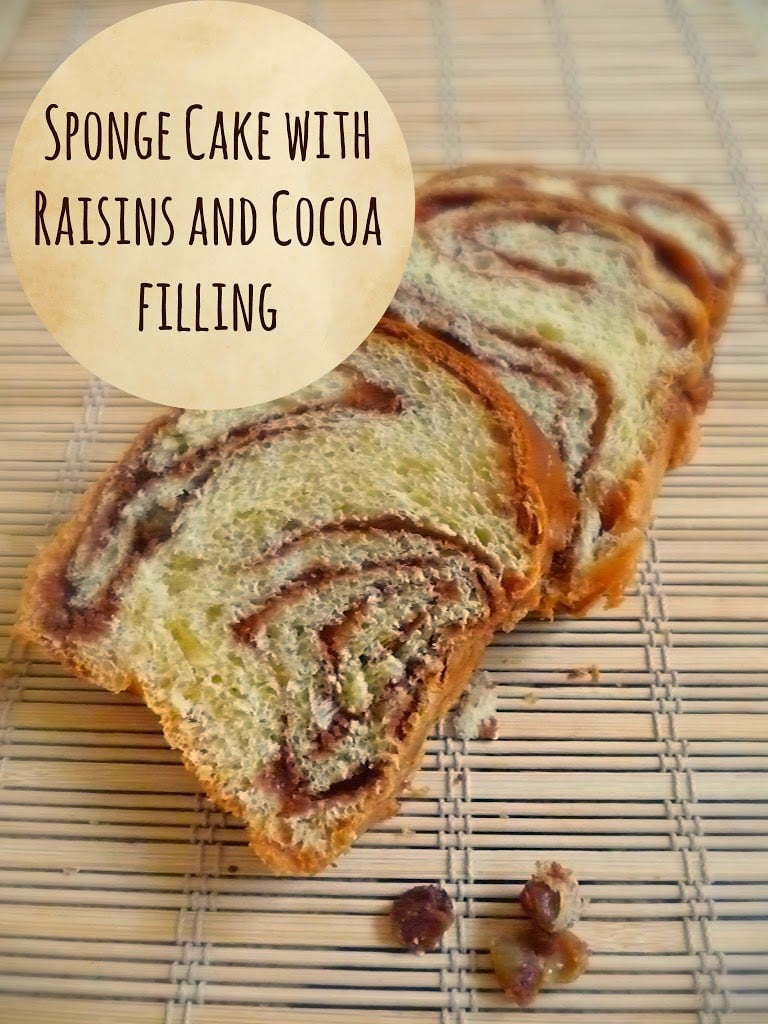 Sponge cake with raisins and cocoa filling