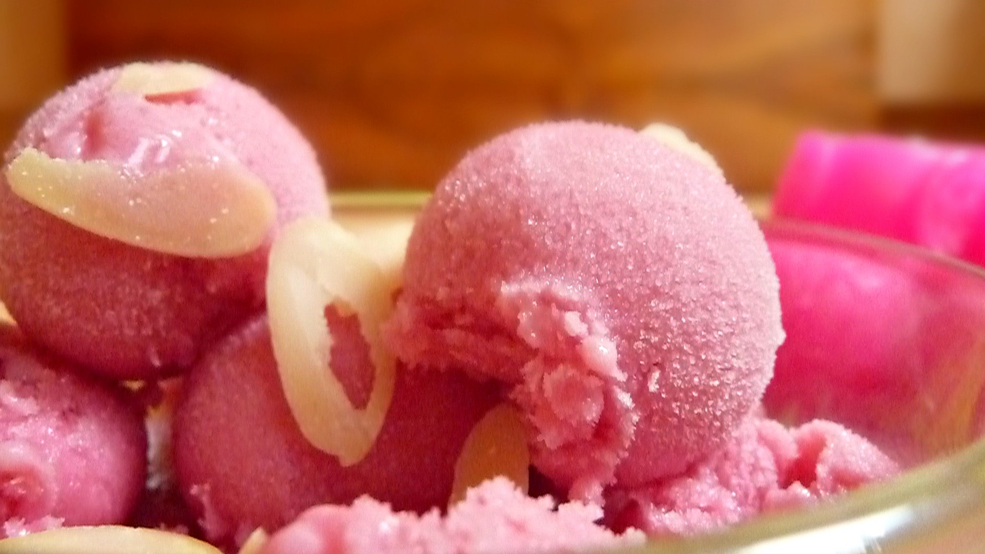 Homemade raspberry Greek yogurt ice cream 