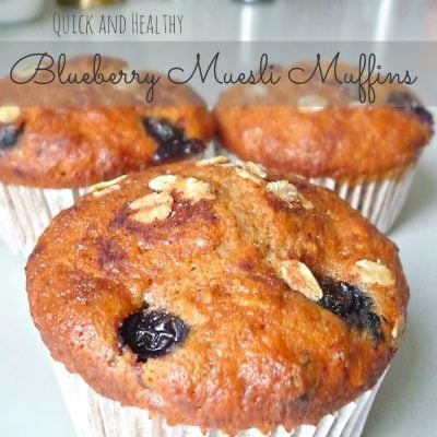 Easy and healthy whole wheat muesli and blueberry muffins
