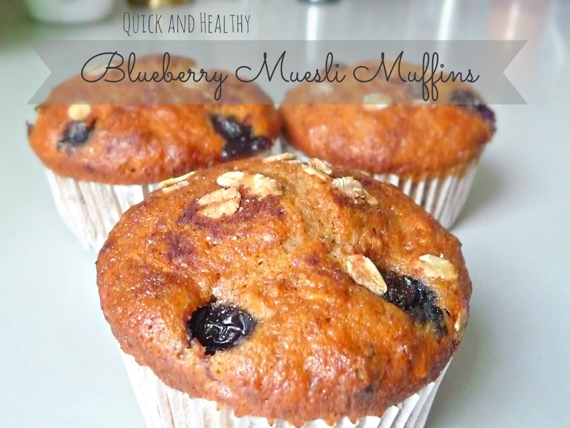 Easy and healthy whole wheat muesli and blueberry muffins