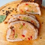 Peppercorn and garlic pork tenderloin roll