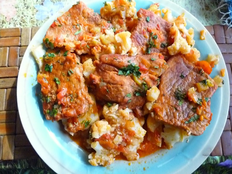 Cauliflower and pork tenderloin