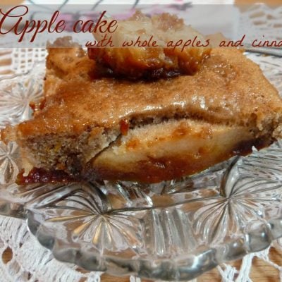 Apple cake with whole apples, cinnamon and nuts