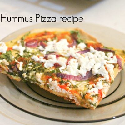 You will love this delicious and easy vegetarian hummus pizza recipe