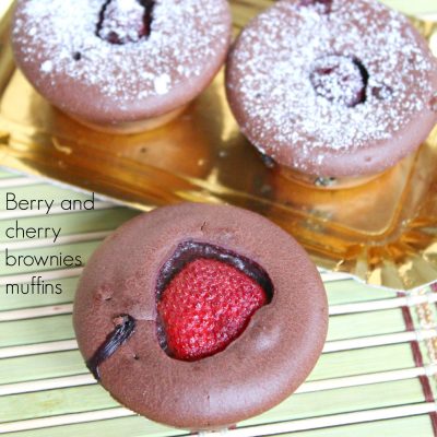 Berry and cherry brownies muffins