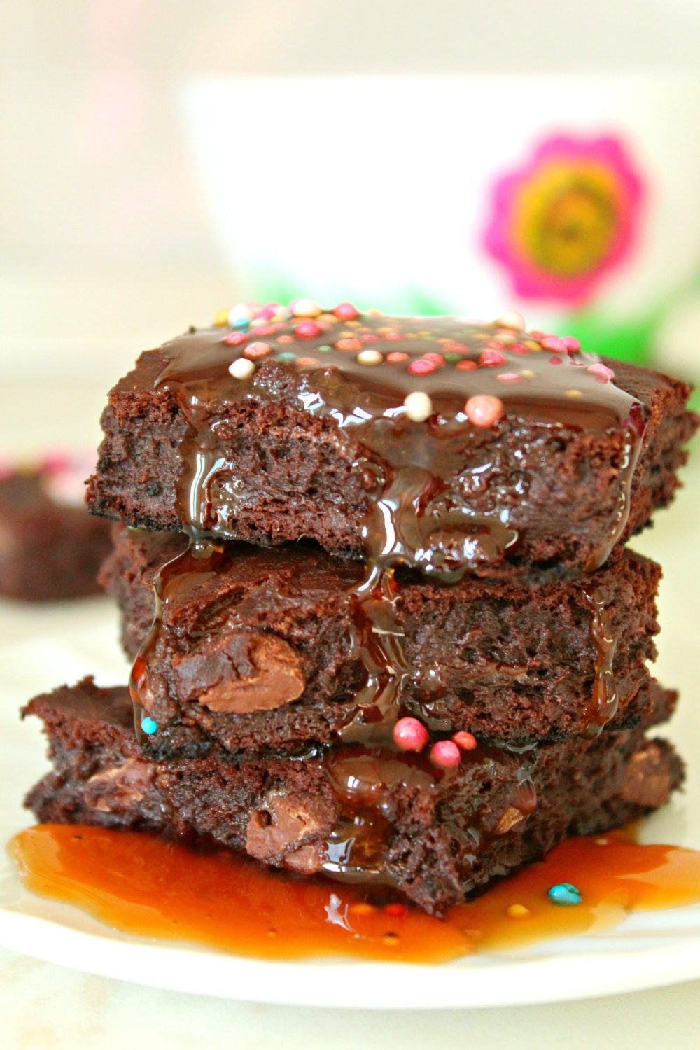 Yogurt Brownie Recipe With Caramel & Chocolate Chips