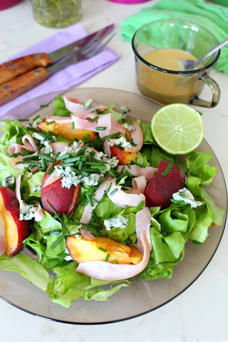 Peach and blue cheese salad