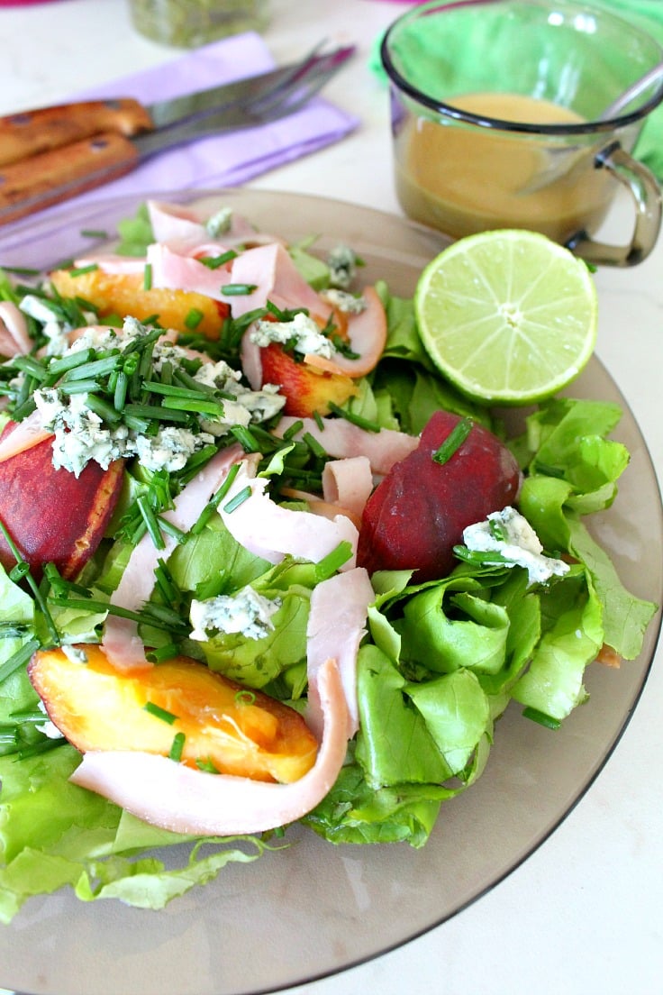 Peach and blue cheese salad