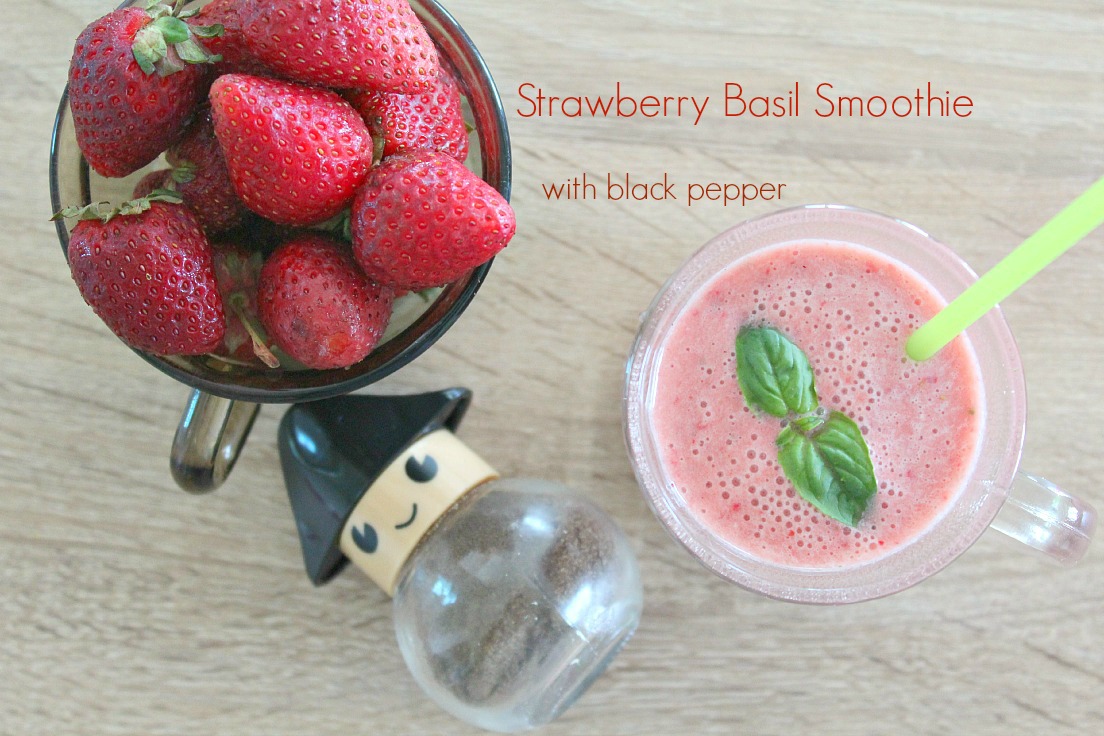 Strawberry Basil Smoothie with Black Pepper