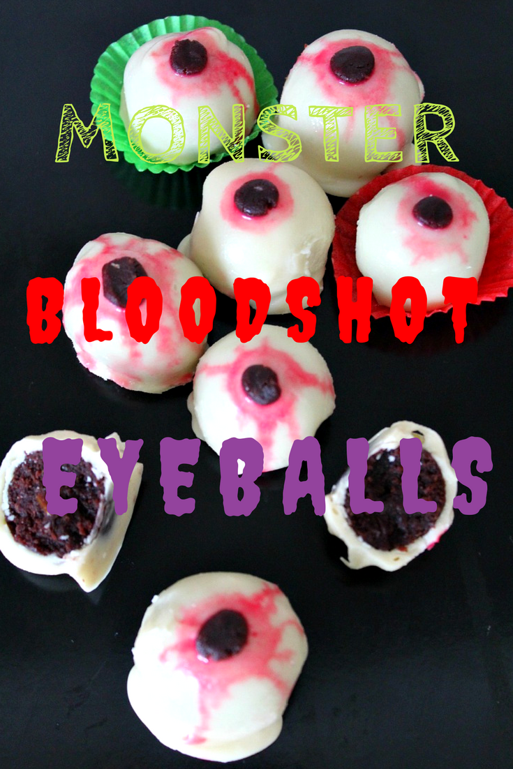 Looking for a Halloween party recipe? Make a bunch of Halloween eyeball cookies! These creepy but delicious bloodshot cake eyeballs will be a huge hit! 