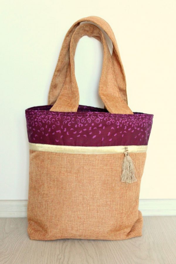 Burlap Tote Bag With Wide Handles, Easy Beginner Project