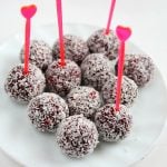 Red Velvet cake balls with coconut