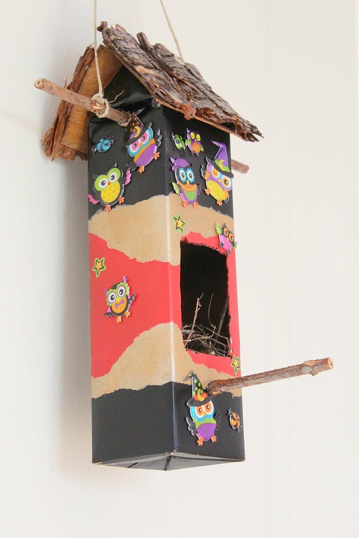 Milk carton birdhouse