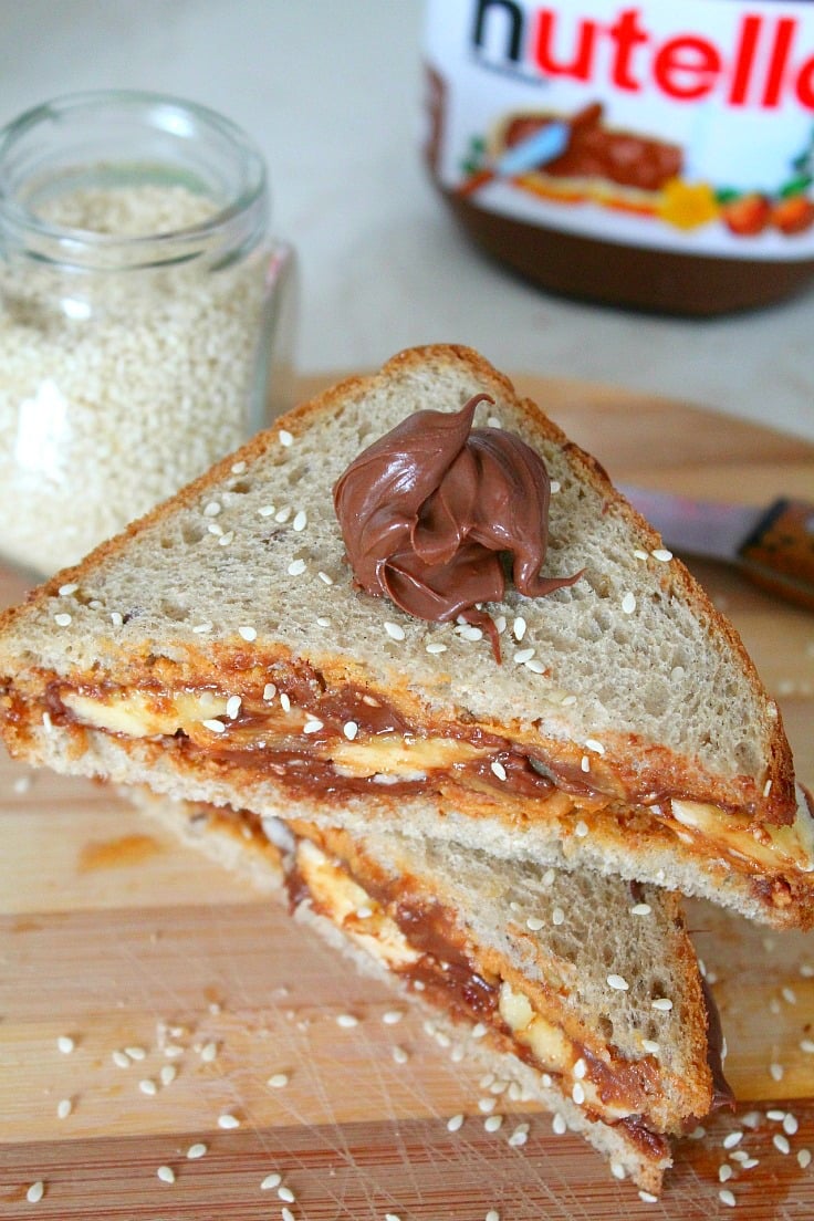 Nutella Peanut Butter Breakfast Sandwich Recipe