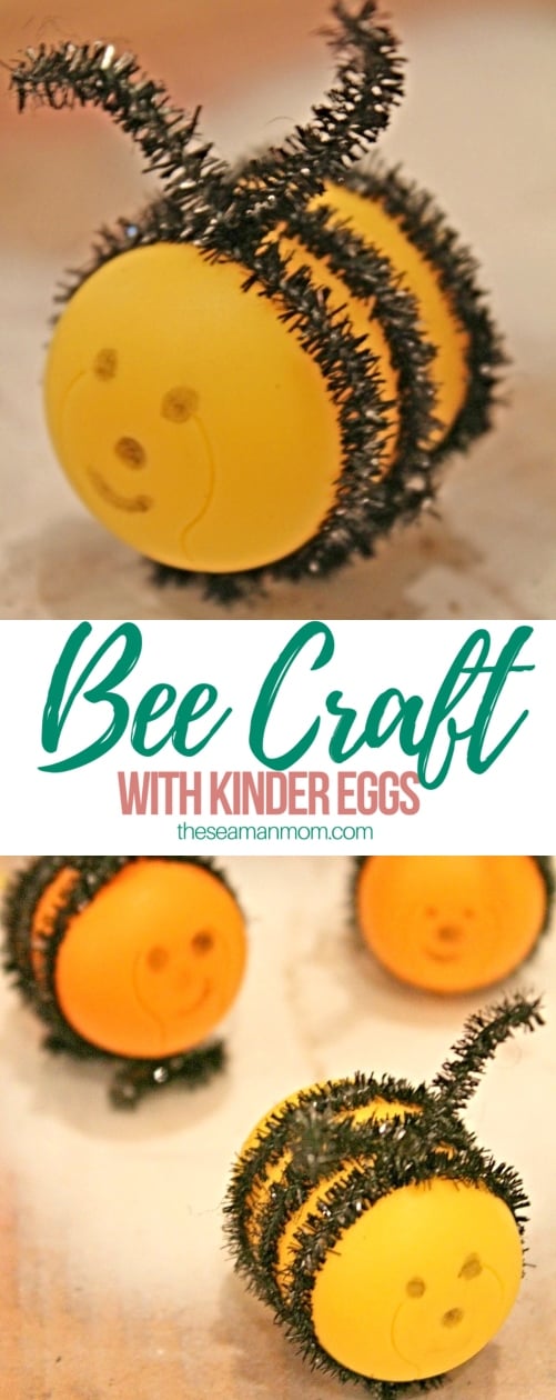 Bee craft with Kinder eggs and chenille pipes