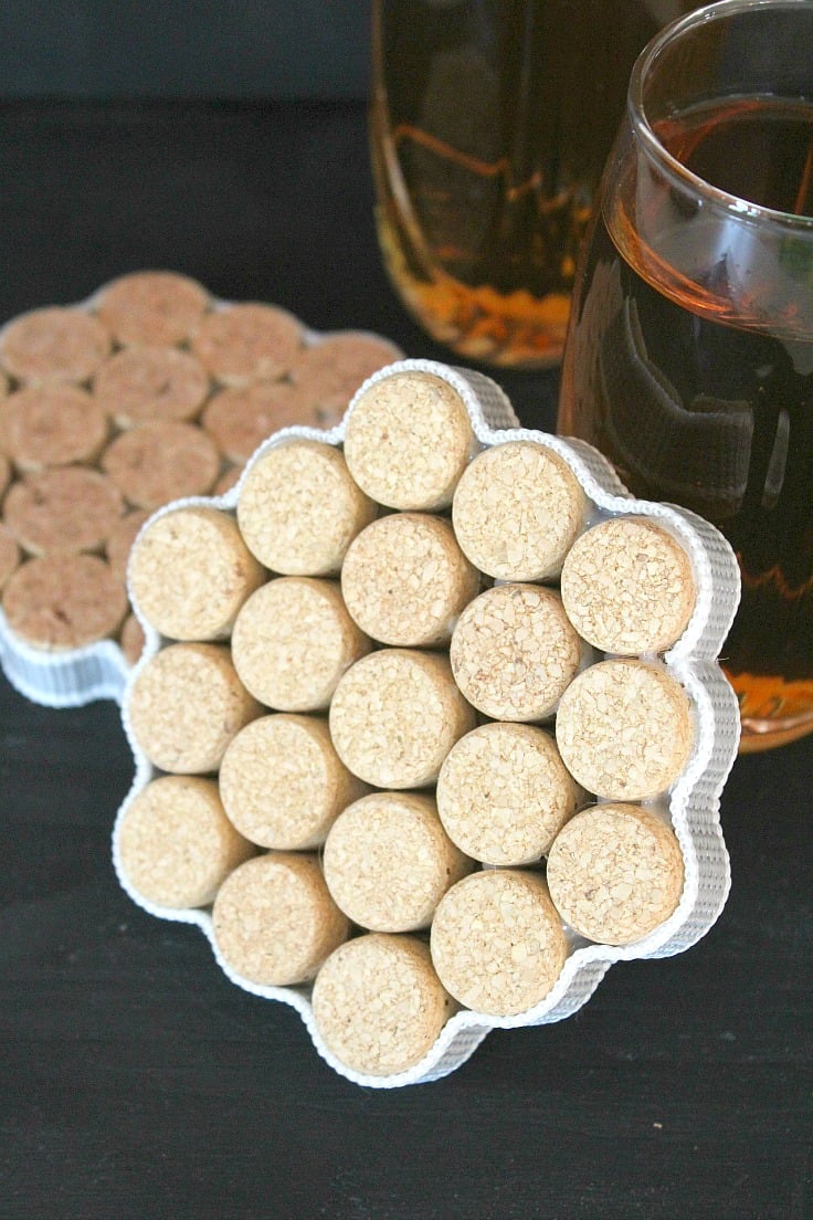 DIY Cork Coasters Tutorial with recycled wine corks