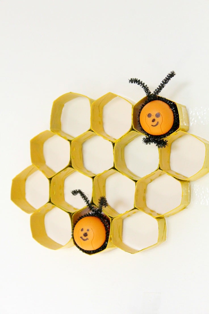 Wonderful DIY Cute Bee Hive Decoration From Paper Rolls