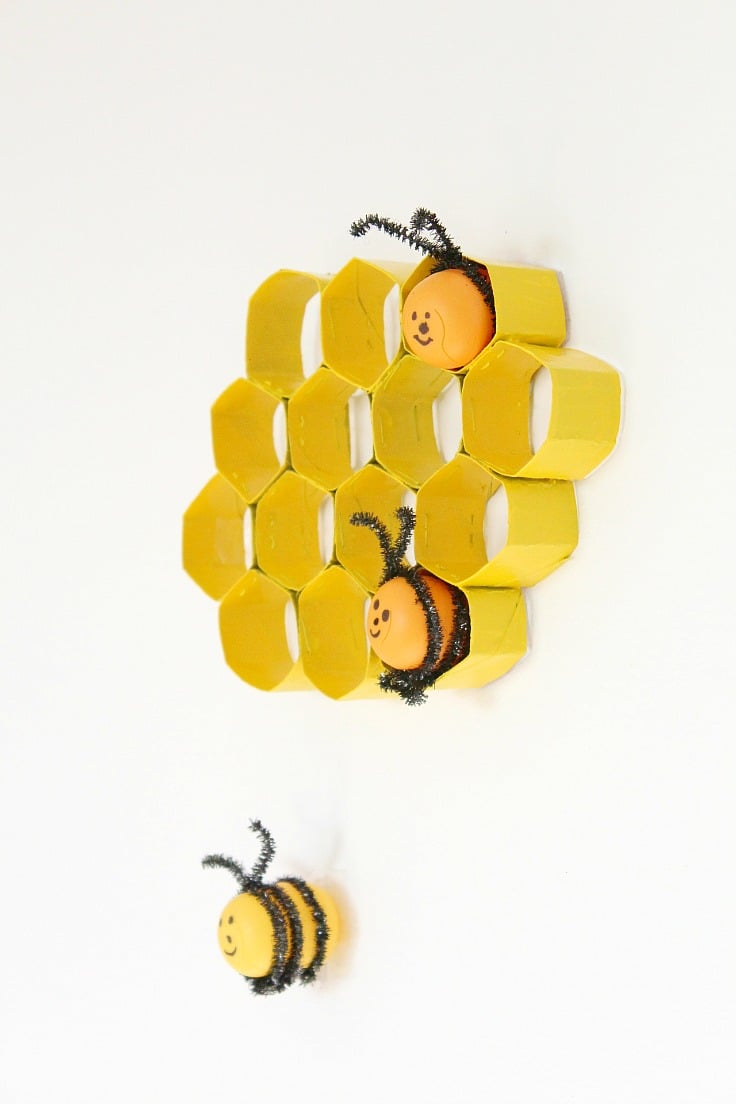 Wonderful DIY Cute Bee Hive Decoration From Paper Rolls