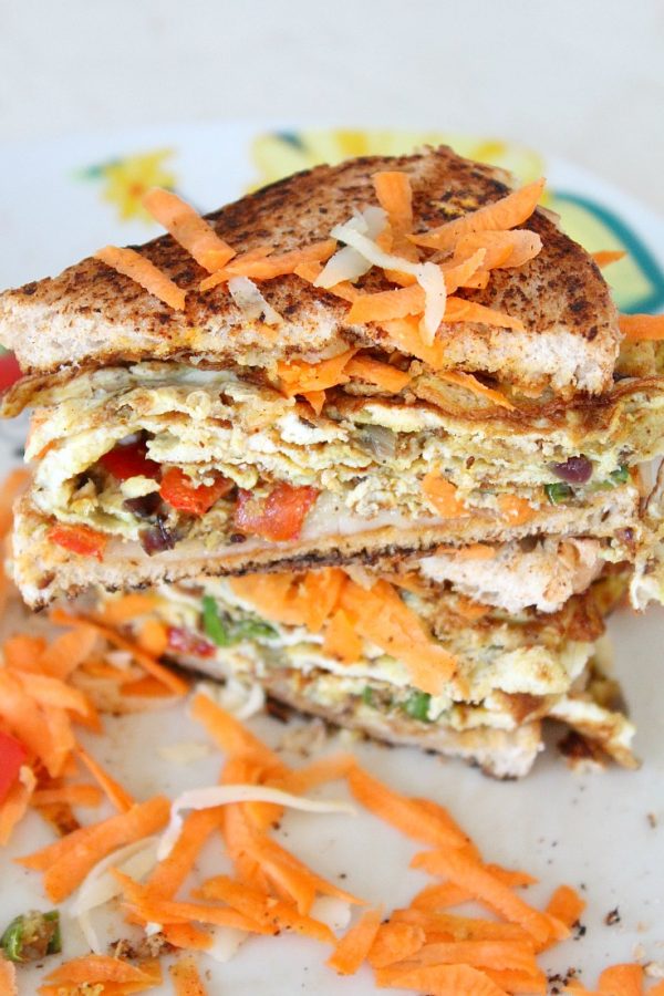 Indian Omelette Sandwich Recipe Breakfast Idea