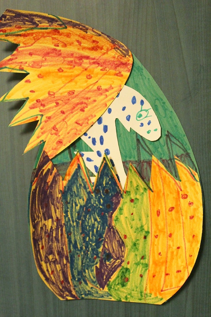 Paper dinosaur egg kids craft