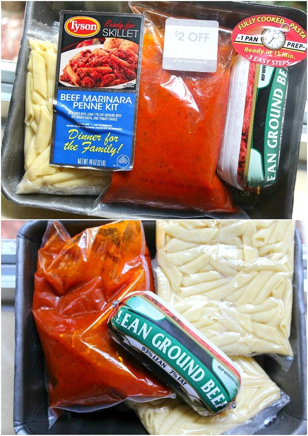 Crispy Red Cabbage Salad with Beef Marinara Penne