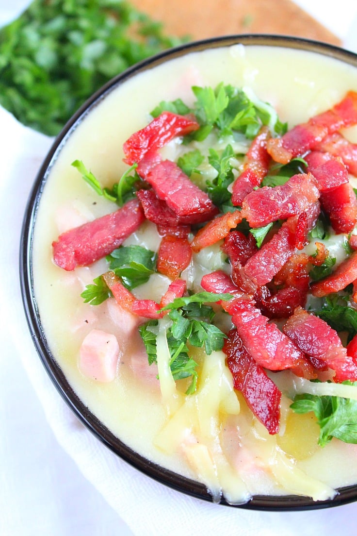Creamy potato soup with bacon