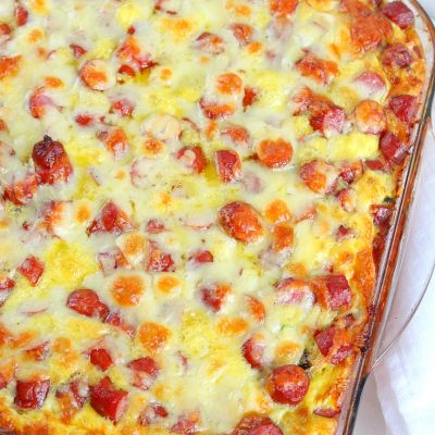 Sausage Bread Casserole with Veggies Eggs & Cottage Cheese