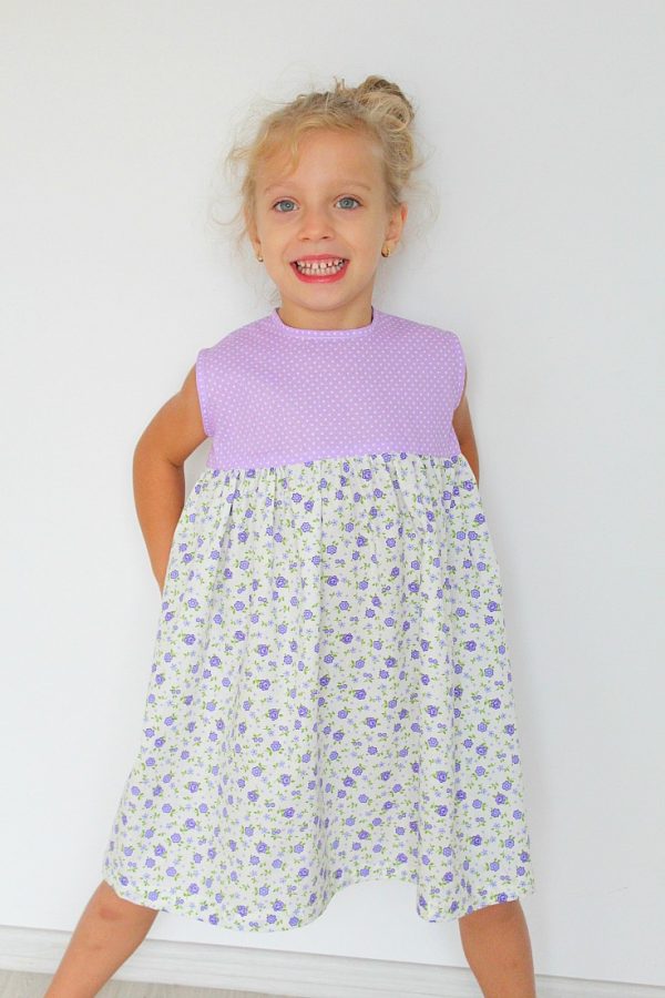 Gathered Dress Free Sewing Pattern For Girls, Beginners Sewing Project