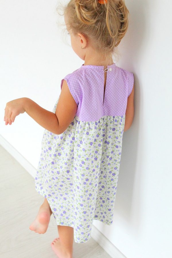 Gathered Dress Free Sewing Pattern For Girls, Beginners Sewing Project