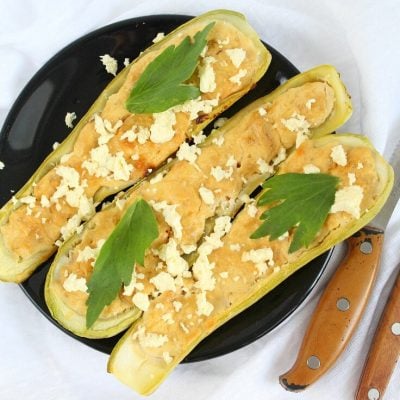 Stuffed Zucchini Boats with Cheese and Garlic