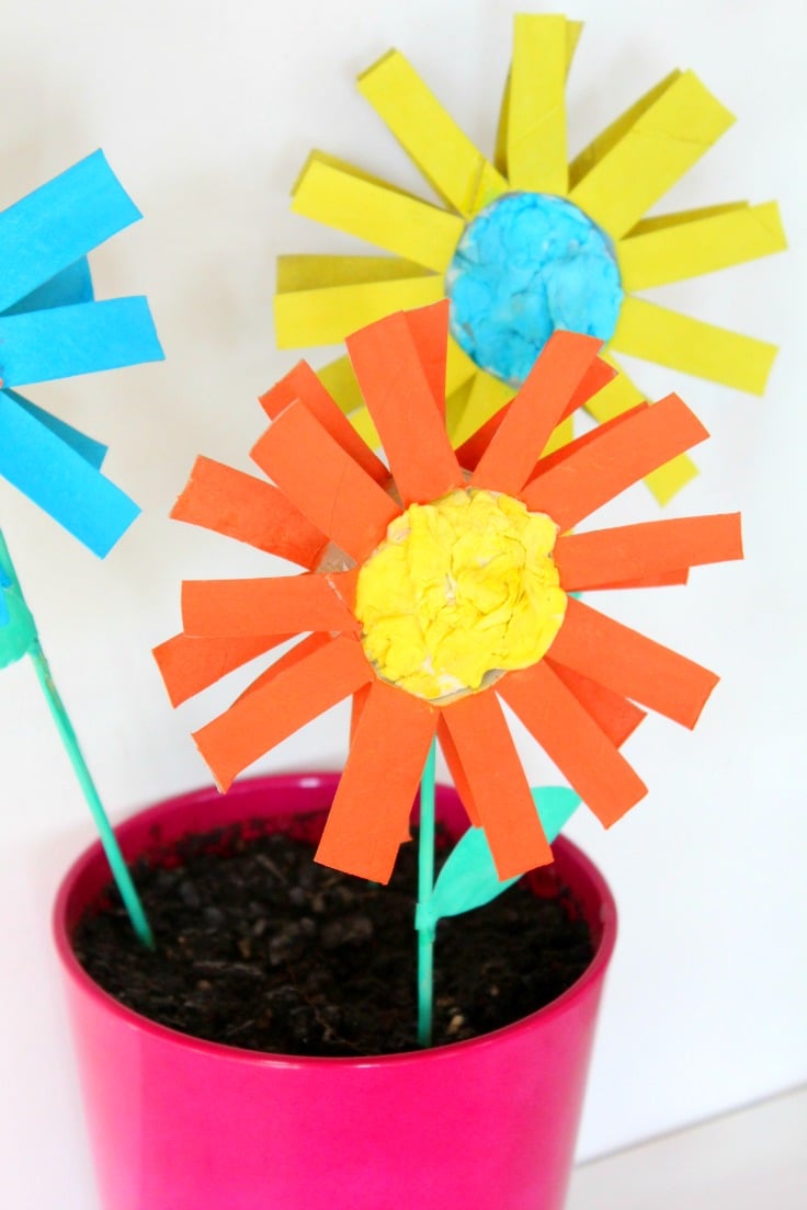 How To Make Paper Flowers For Kids With Toilet Paper Rolls