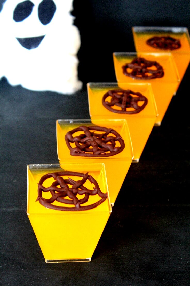 Chocolate Spider Web Jellies with Orange Juice