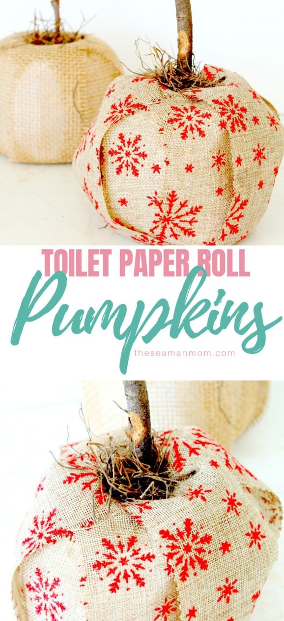 Make gorgeous fall decor with this toilet paper pumpkin craft! Adorable and inexpensive, these lovely burlap pumpkins are crazy easy to make, with items you already have on hand! via @petroneagu