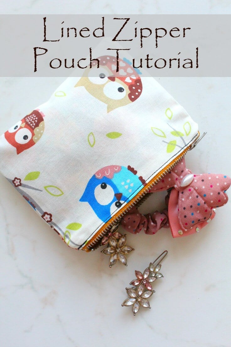 Zipper Pouch Tutorial With Lining, 15 Minutes Sewing Project