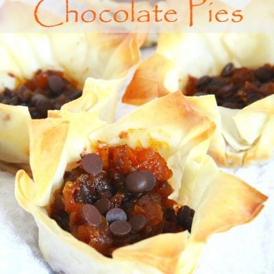 Individual Pumpkin Pies With Chocolate Chips In Filo Pastry Cups