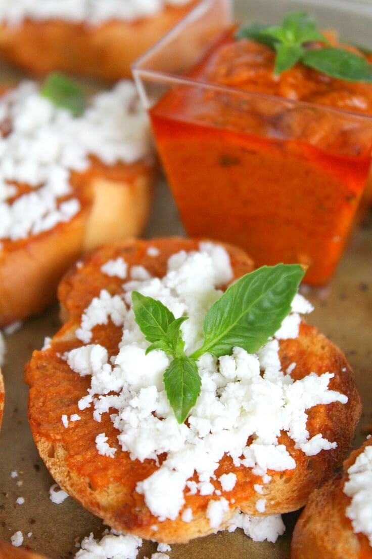 Pesto Feta Cheese Crostini