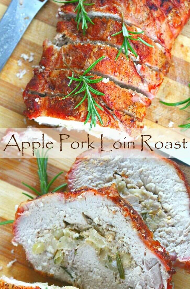 Apple stuffed pork loin roast
