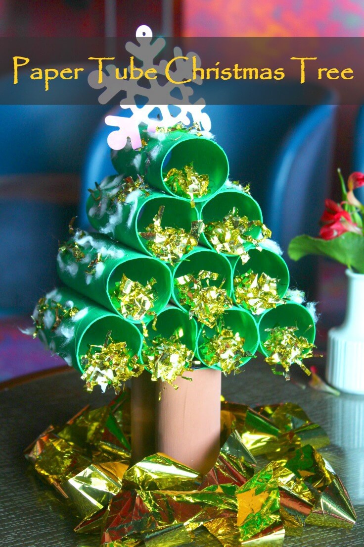 Paper Tube Christmas Tree Easy Kids Craft Tutorial