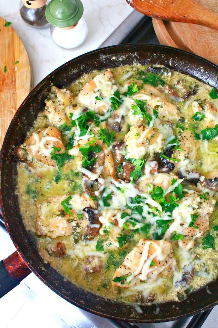 Skillet chicken breast in mushroom sauce