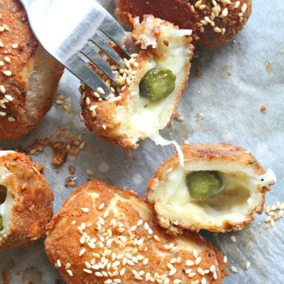 Fried Cheesy Pickle Rolls