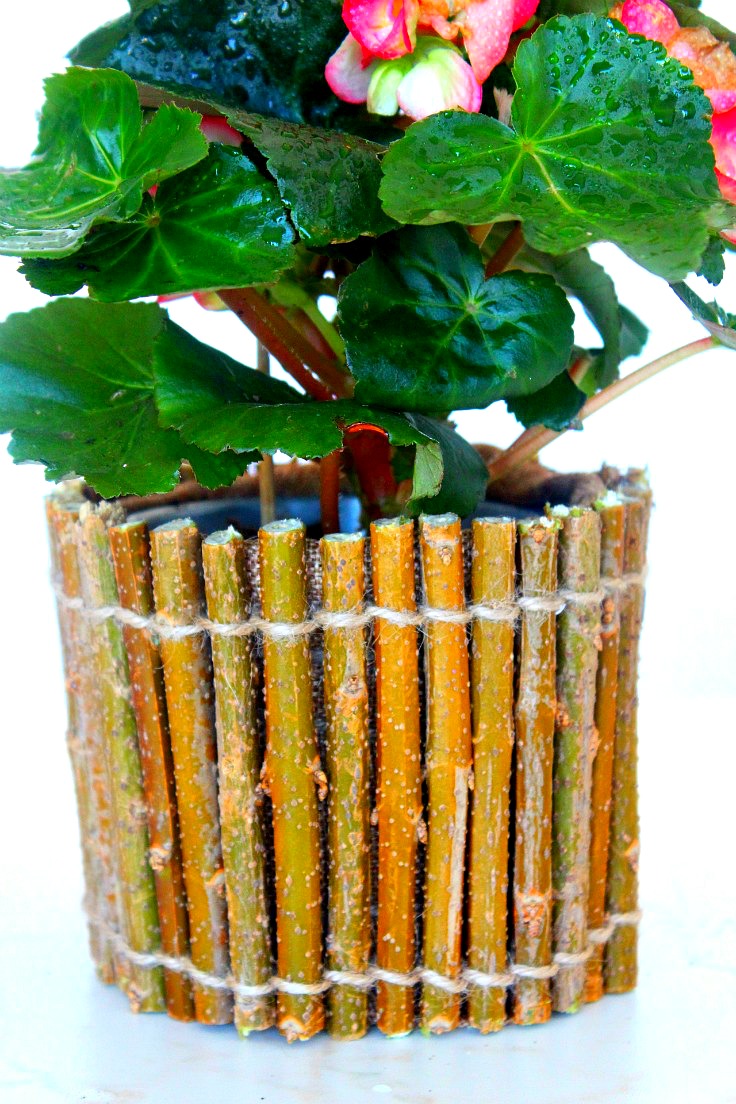 Rustic Flower Pot Affordable And Easy Made With Twigs And Twine