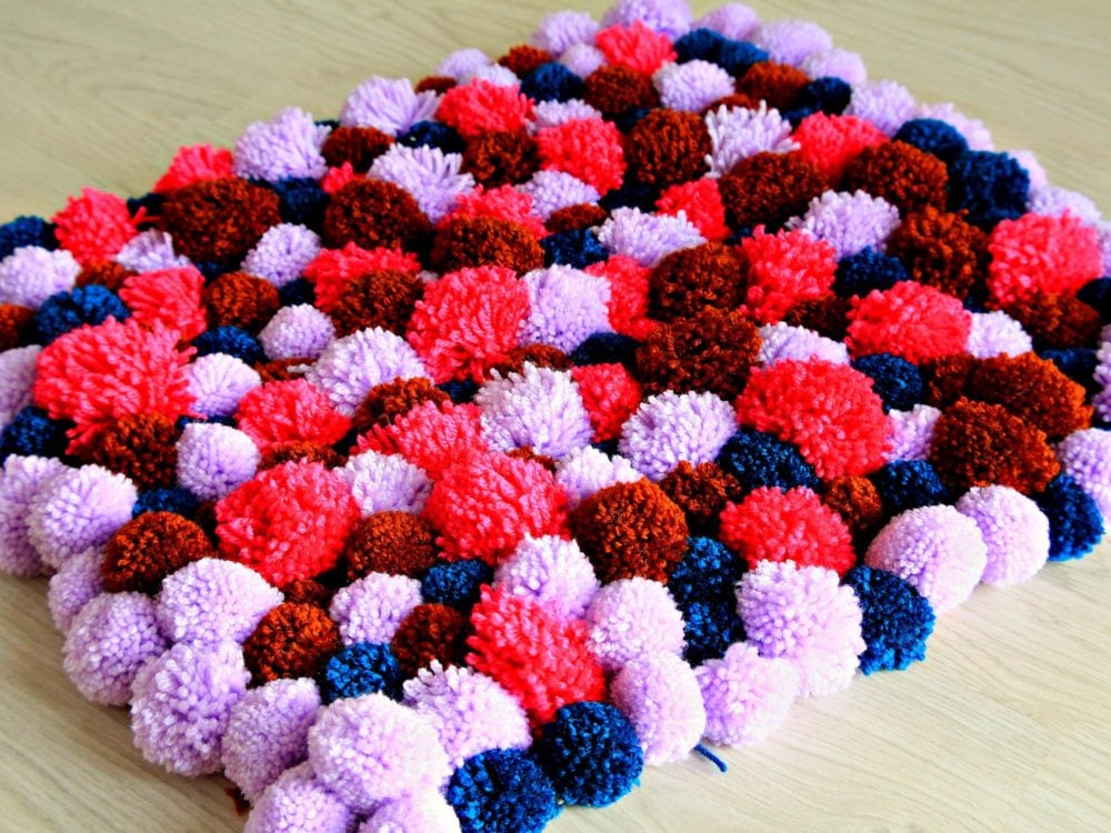 How to Make a Pom Pom Rug the Easy Way - It's SO Fluffy!