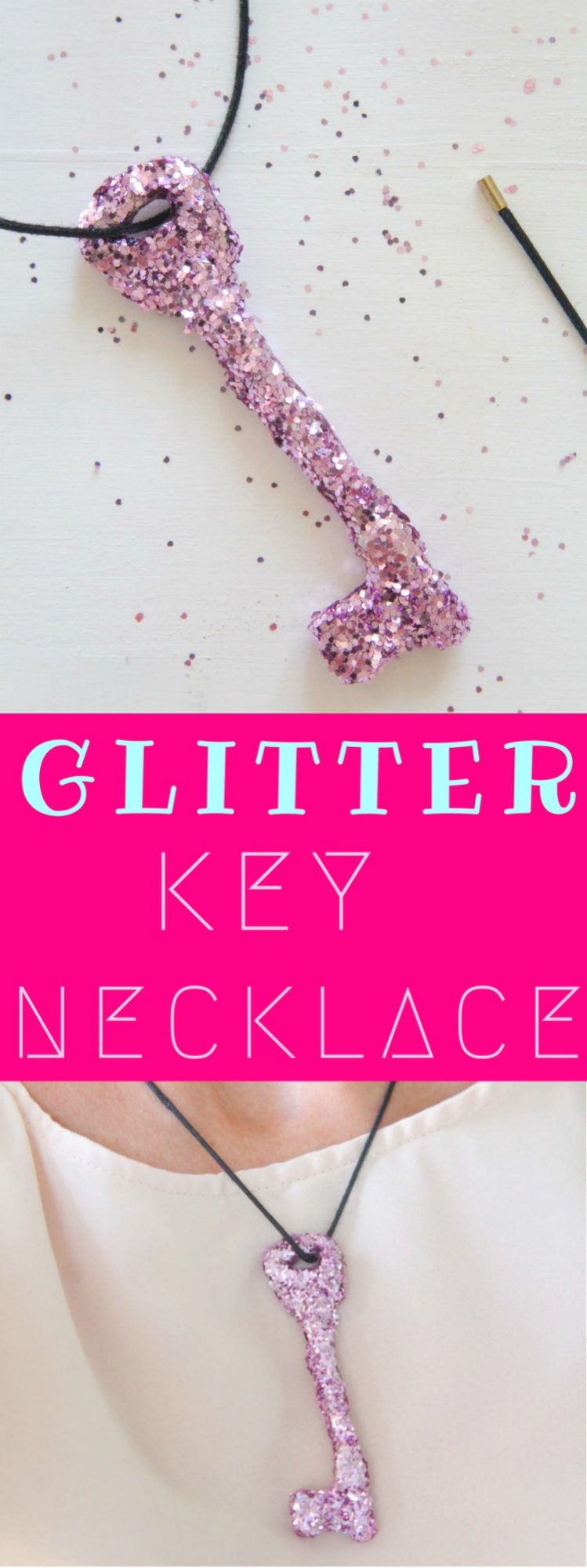 DIY Glitter Key Necklace