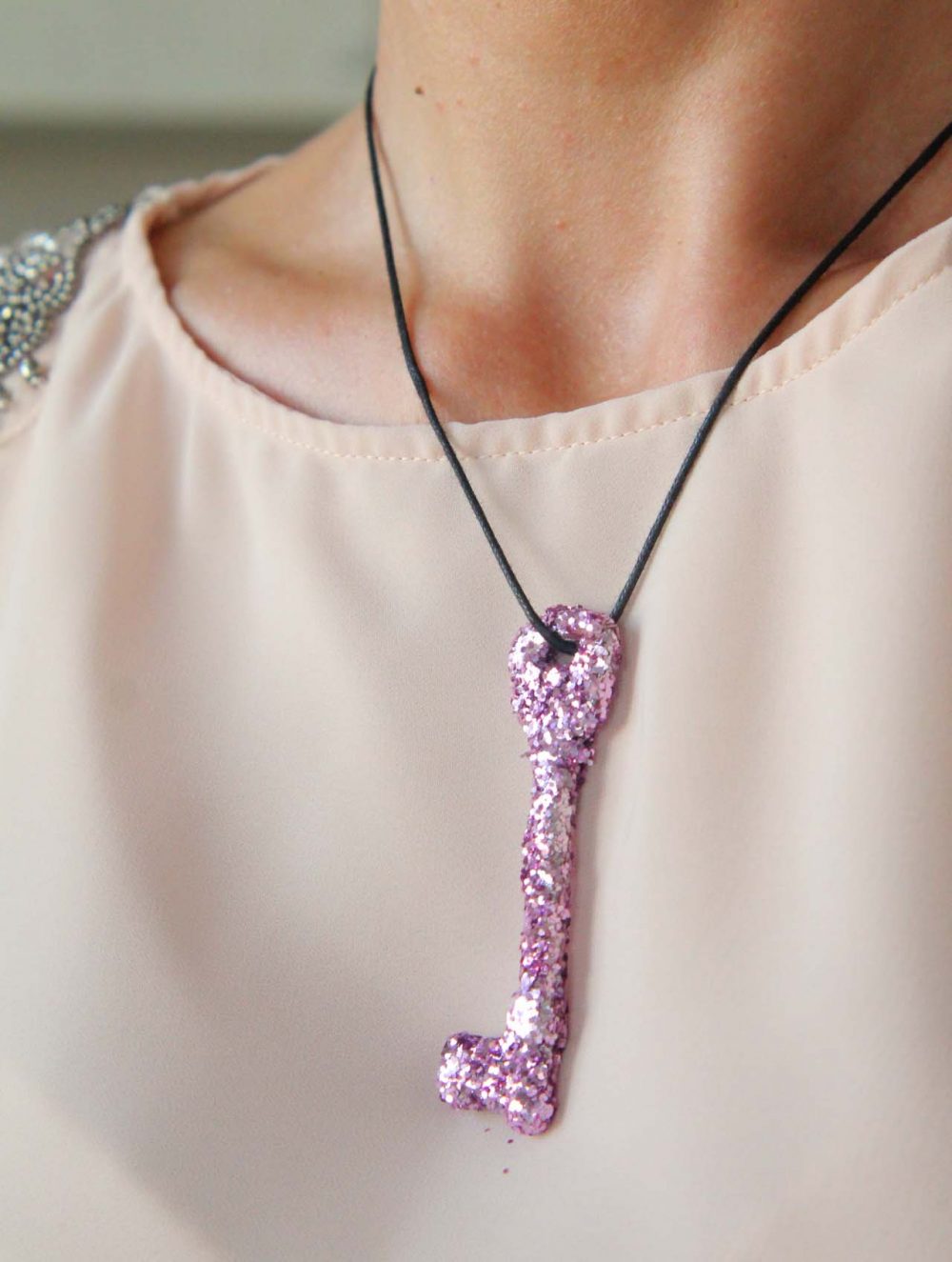 DIY Glitter Key Necklace