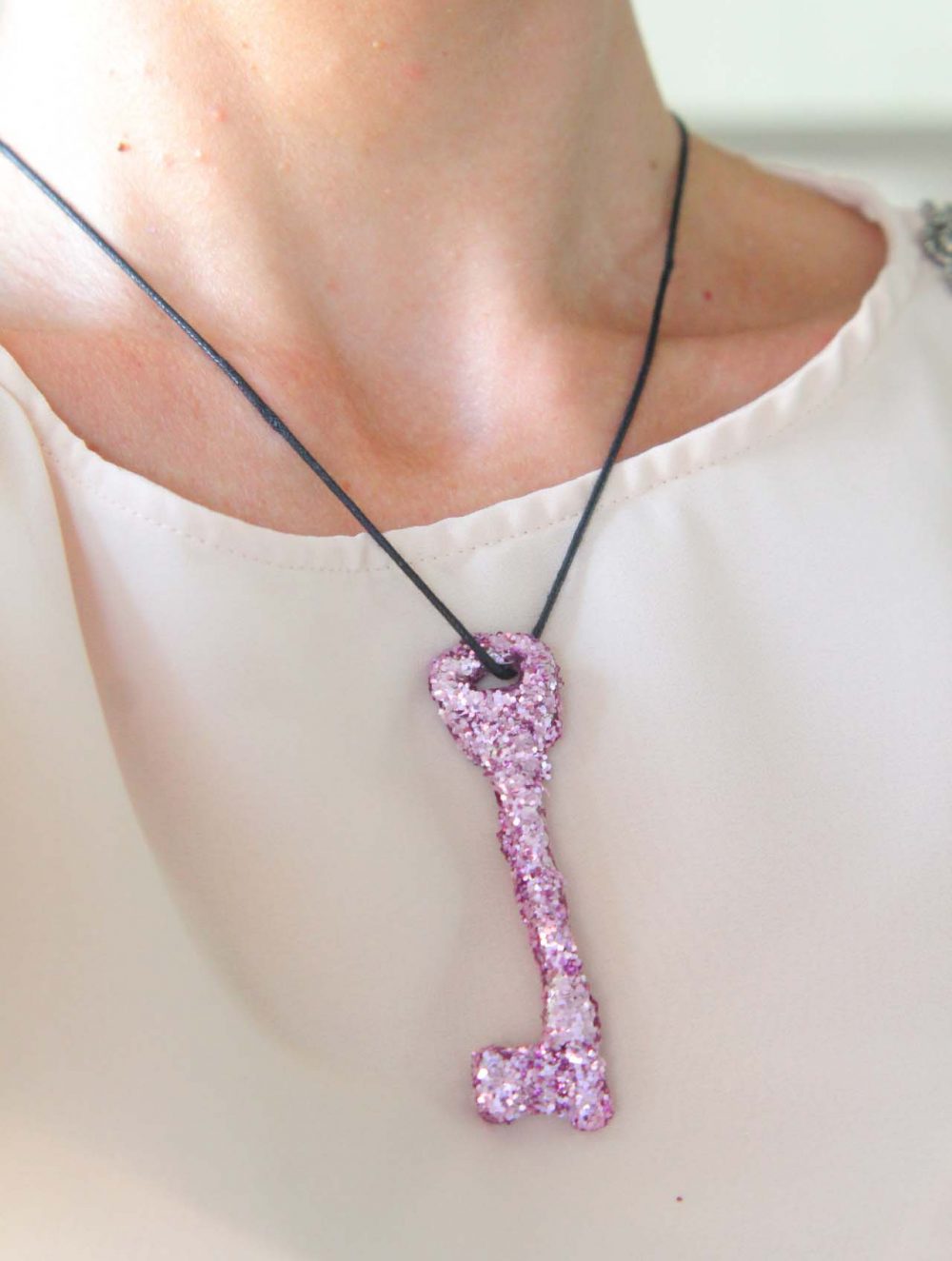 DIY Glitter Key Necklace