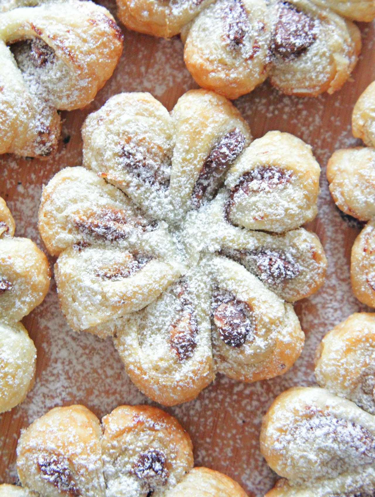 Pastry Flowers Made With Puff Pastry, Nutella And Peanut Butter