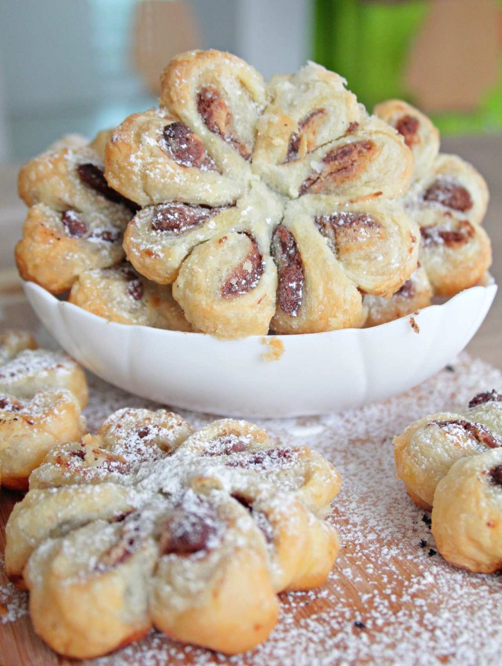 Pastry Flowers Made With Puff Pastry, Nutella And Peanut Butter